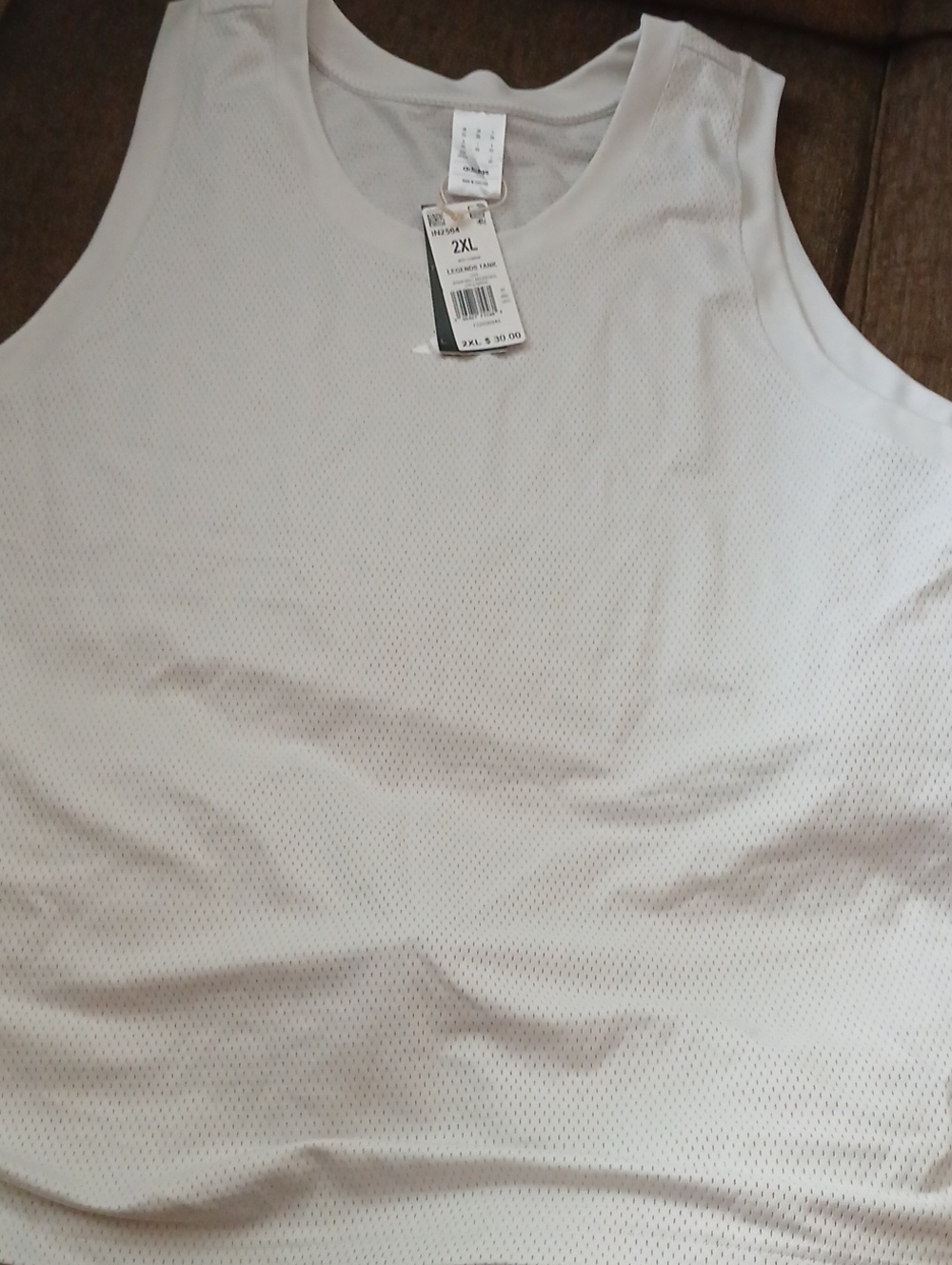 adidas Men’s White Mesh Athletic Tank Top